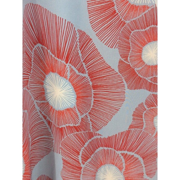 IVI Collection 100% Silk Blouse Light Blue Poppy Floral V neck Long Sleeve Sz 36 - Picture 4 of 9